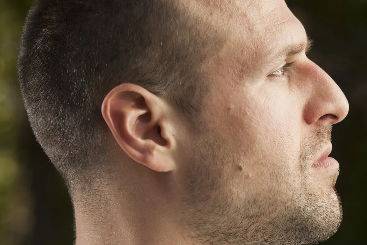 Nariz de perfil de hombre.