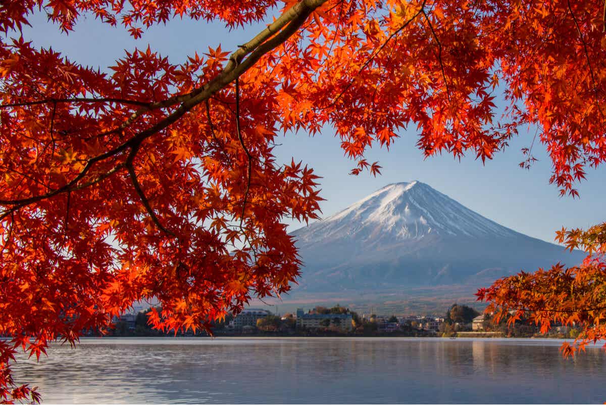 ARce japonés y monte Fuji.