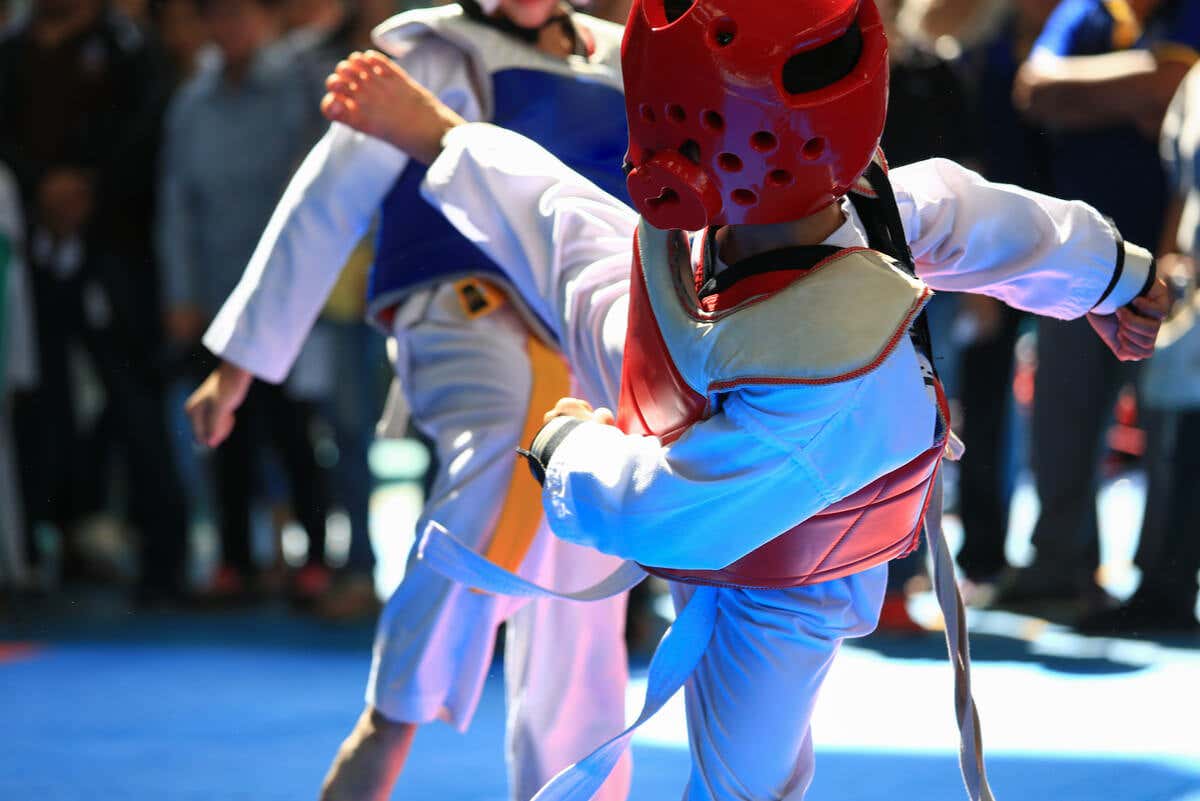 Práctica de taekwondo.