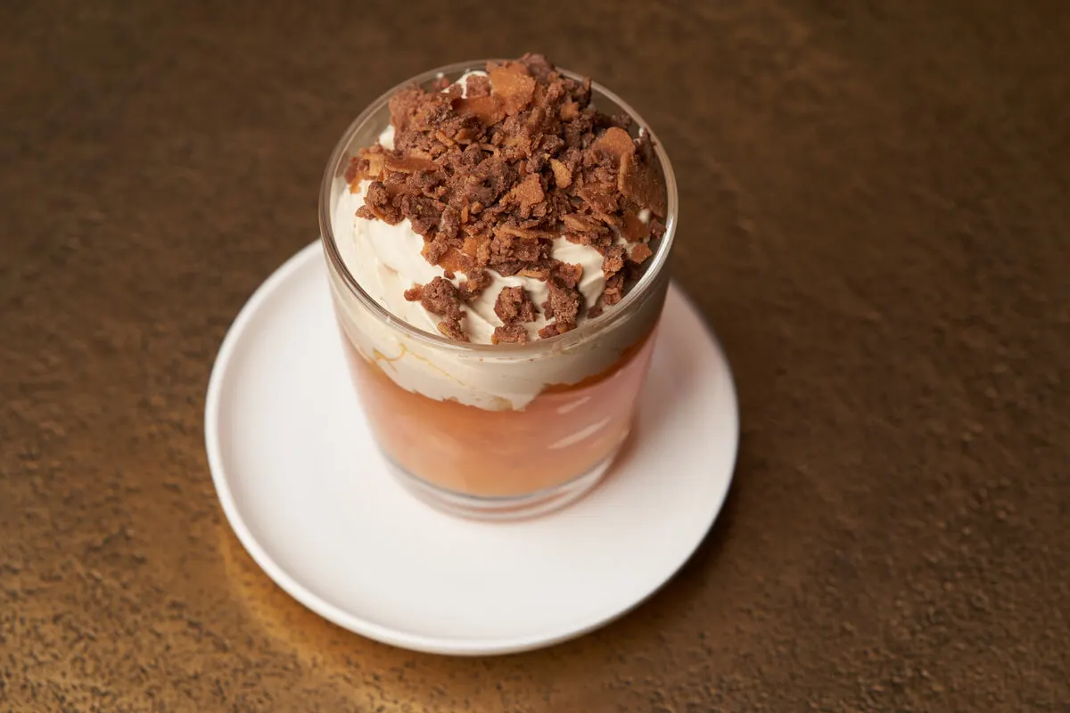 Chocolate and hazelnut custard.