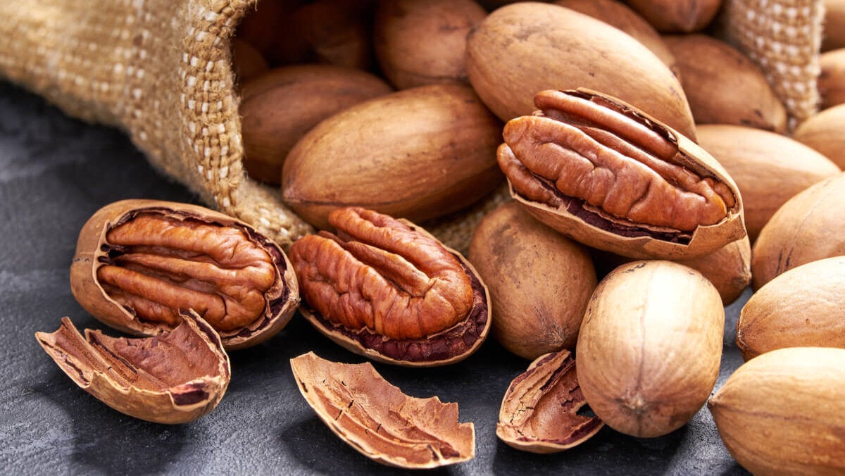 Nueces pecanas ricas en antioxidantes.