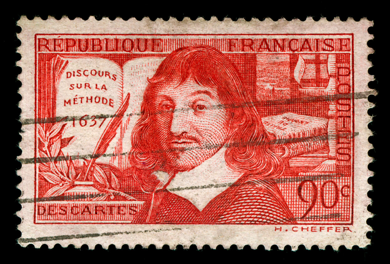 Solipsismus - Briefmarke mit René Descartes