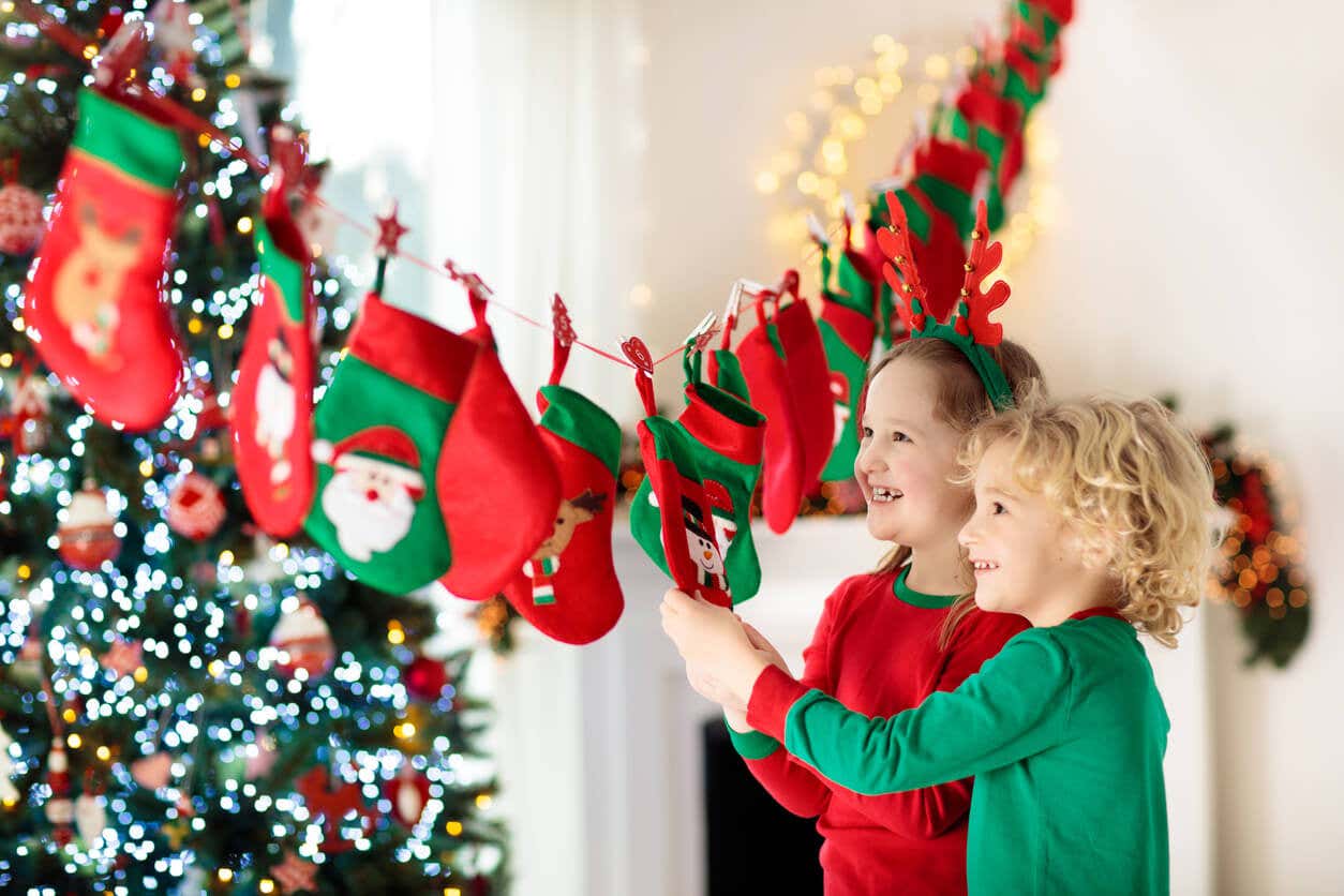 Ideas de decoración para la casa en Navidad con calcetines.