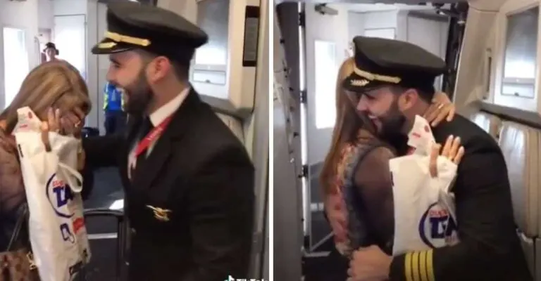 Mamá se emociona al saber que su hijo era el piloto del avión en el que viajaba