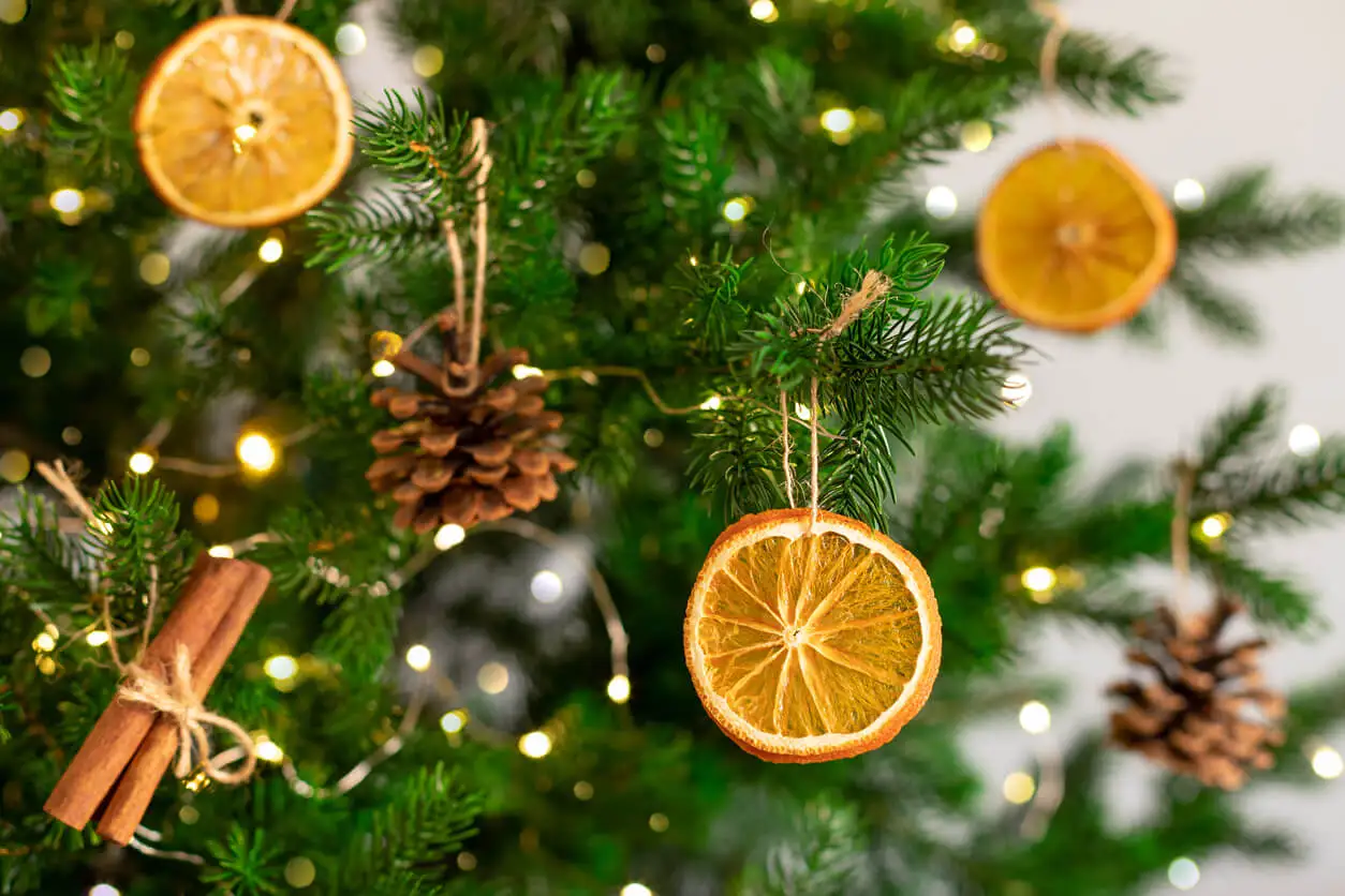 Naranjas en la decoración de Navidad.