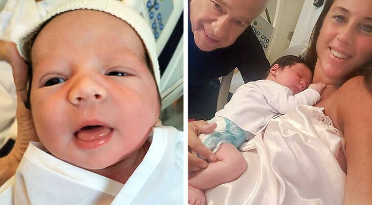 El padre de 83 años, su esposa y el bebé