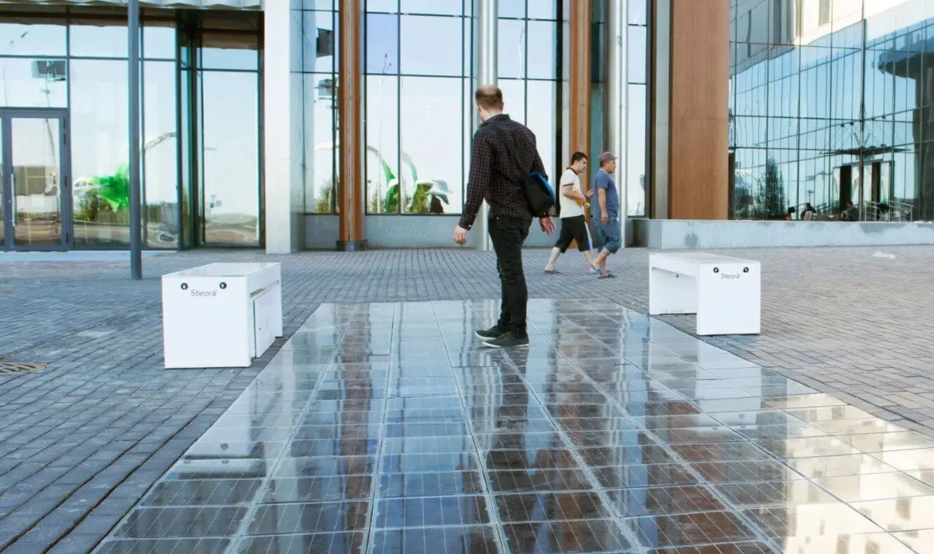 El piso solar en un espacio abierto