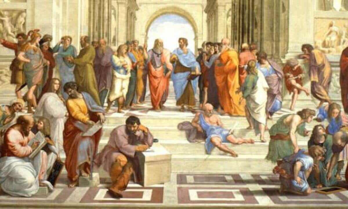Tekening van Griekse filosofen