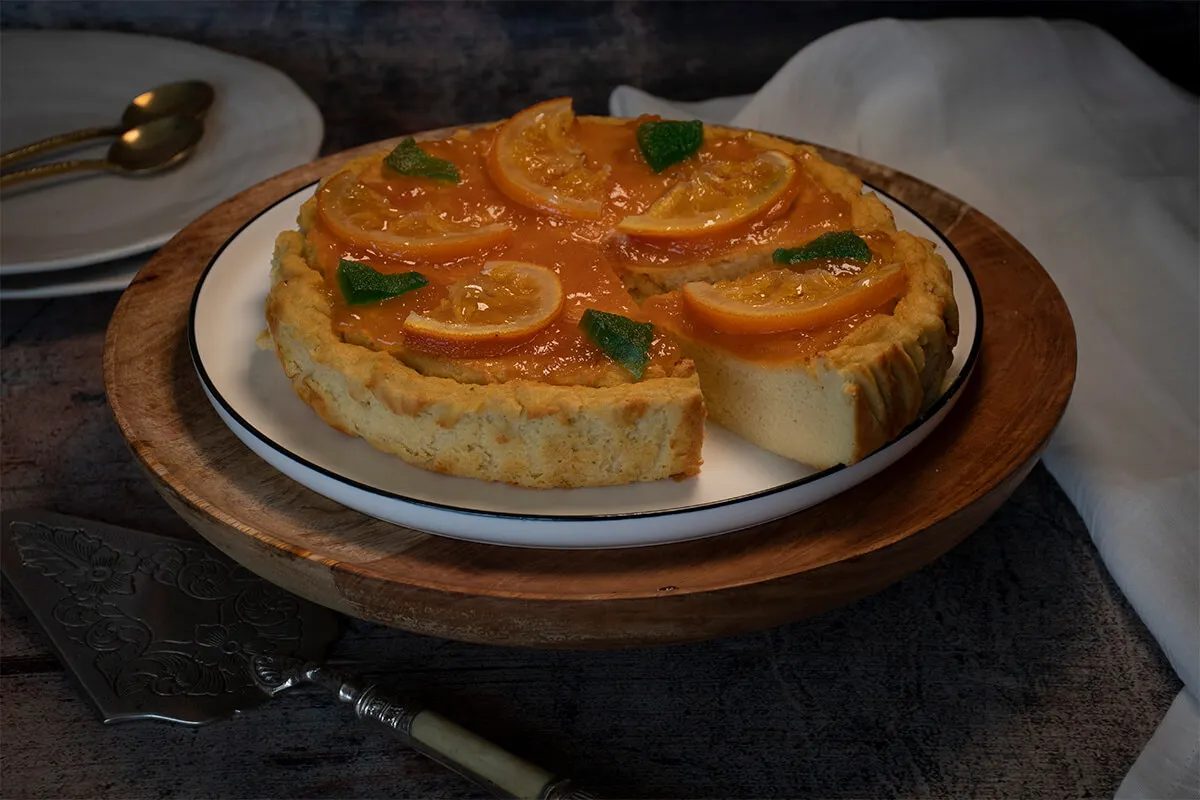 Tarta de manzana y naranja.