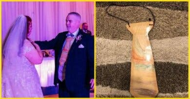Padre usa en la boda de su hija, la corbata que ella le obsequió cuando era niña