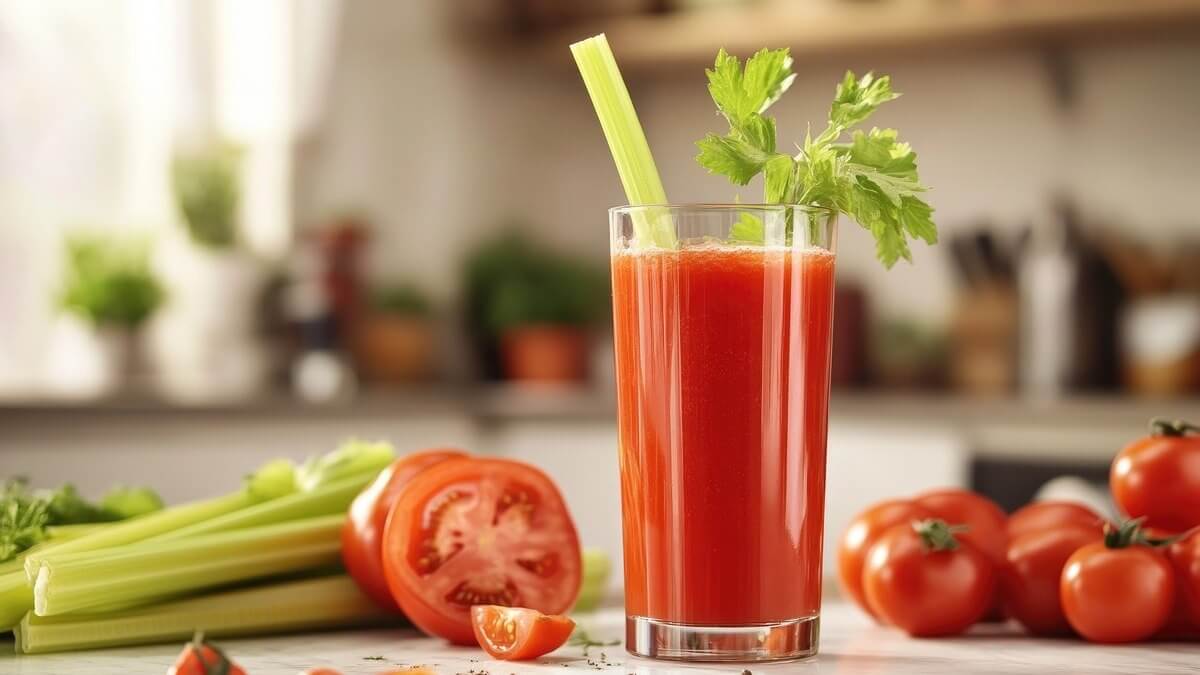 Jugo de tomate con apio.