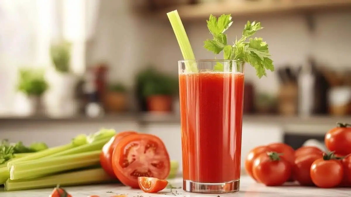 Jugo de tomate con apio.