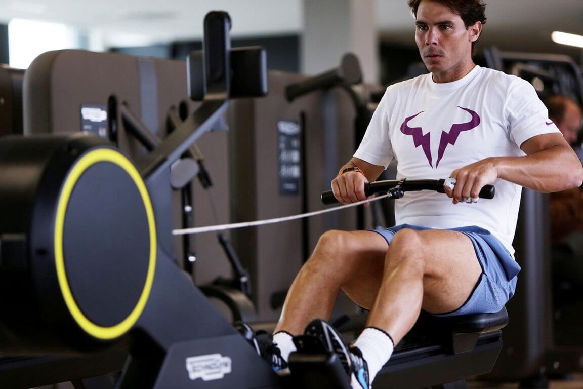 Rafael Nadal aan het trainen