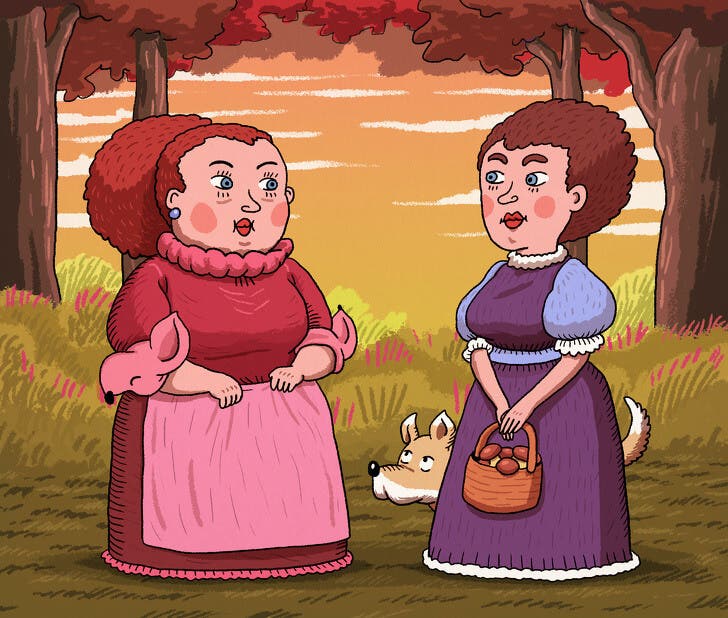 La ilustración de los perros.