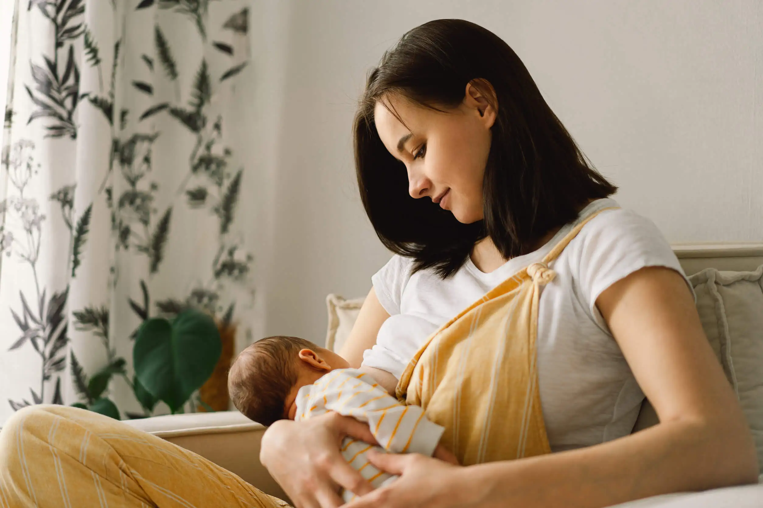 A woman breastfeeding.