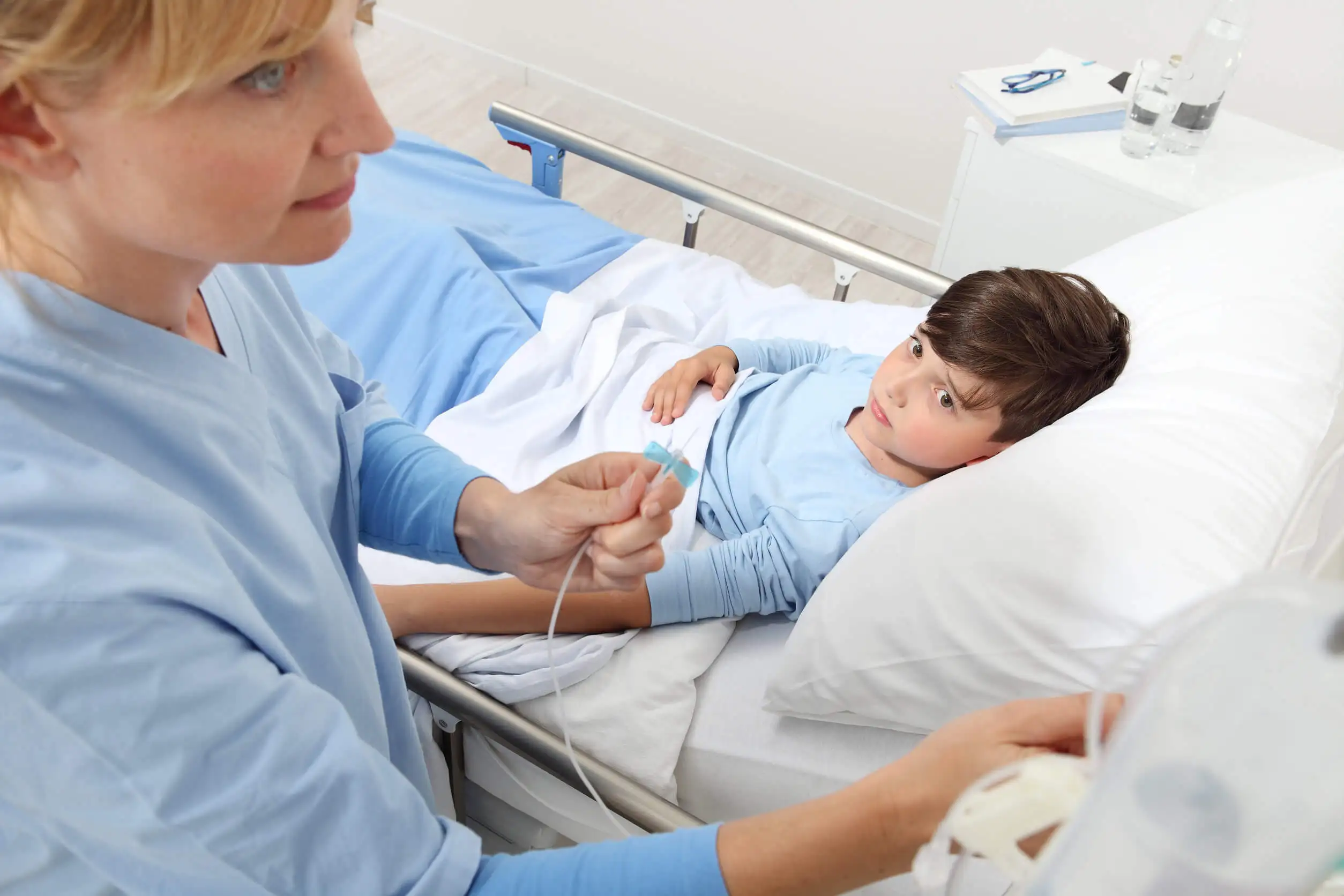 A boy in hospital.