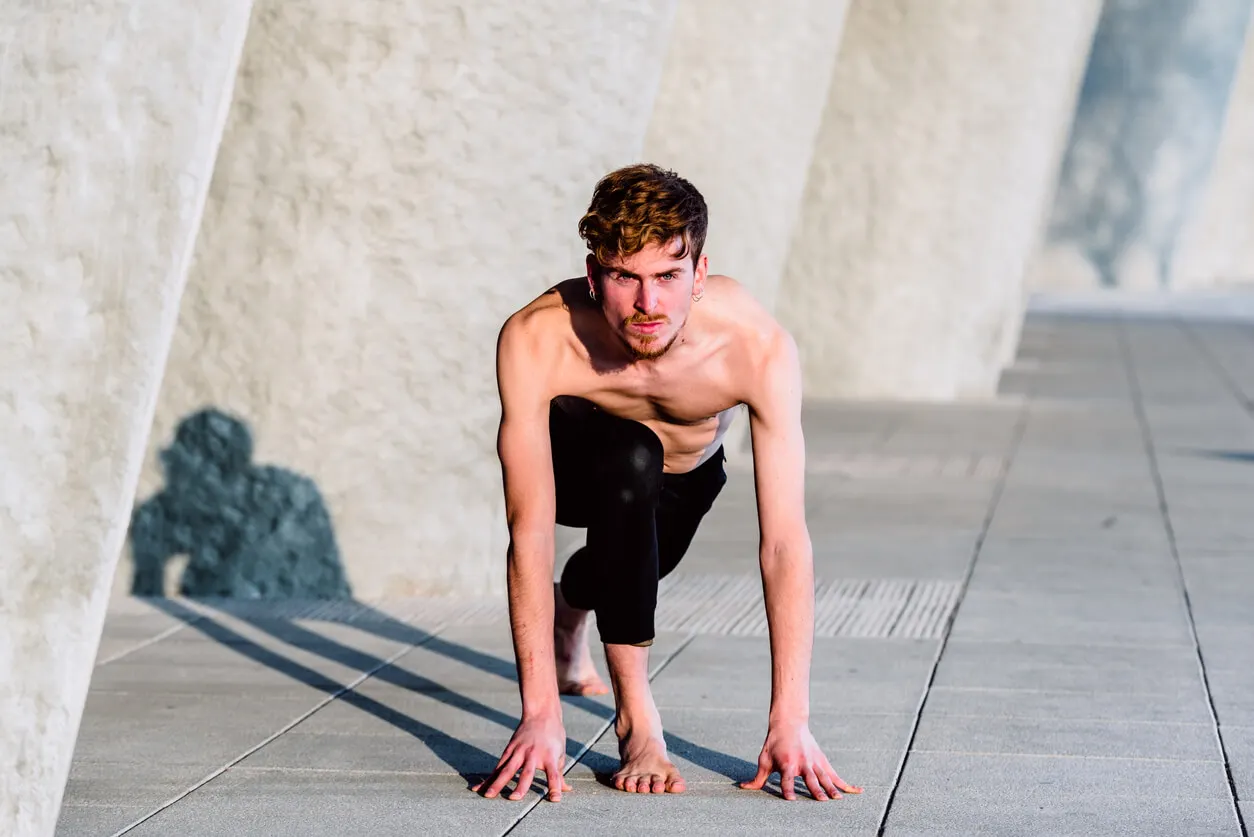 Running pose in yoga