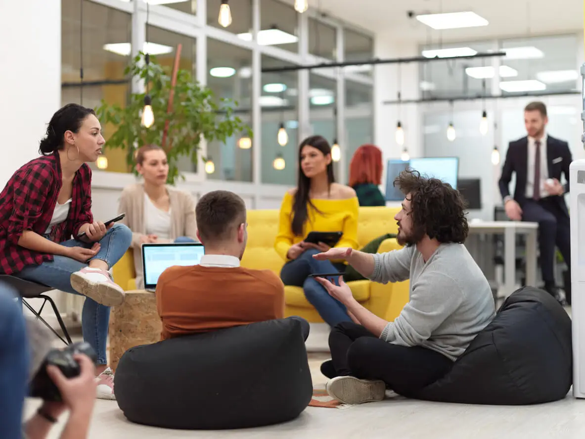 Coworking space decorated with bean bags