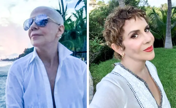 L'actrice pendant le traitement.
