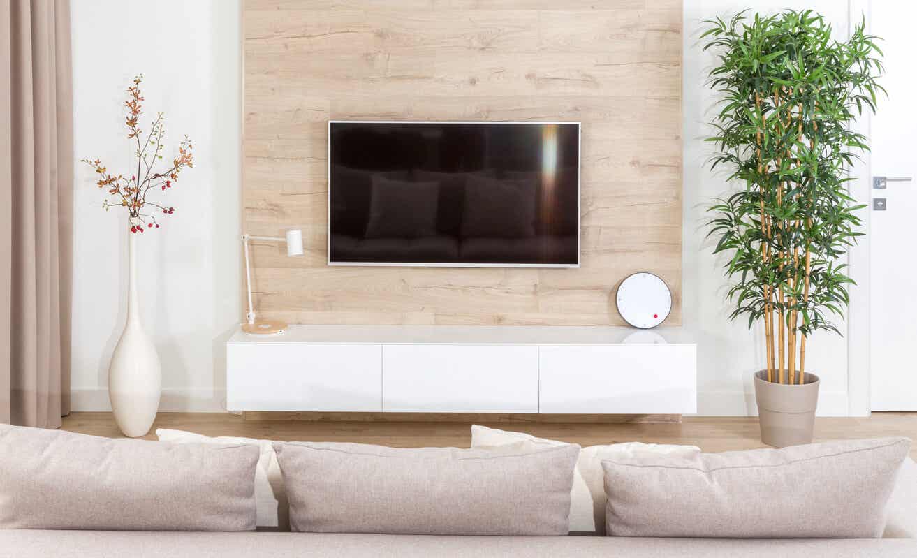 minimalistyczna ściana telewizyjna