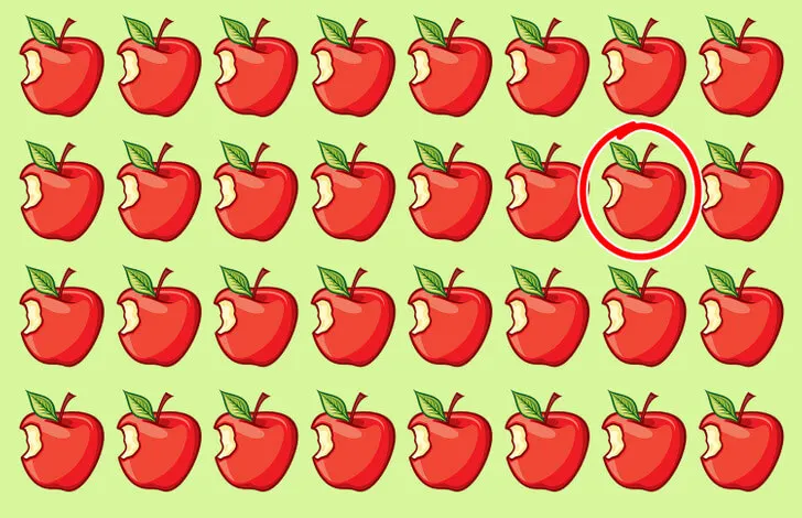 Réponse de la pomme croquée, une des images les plus complexes.