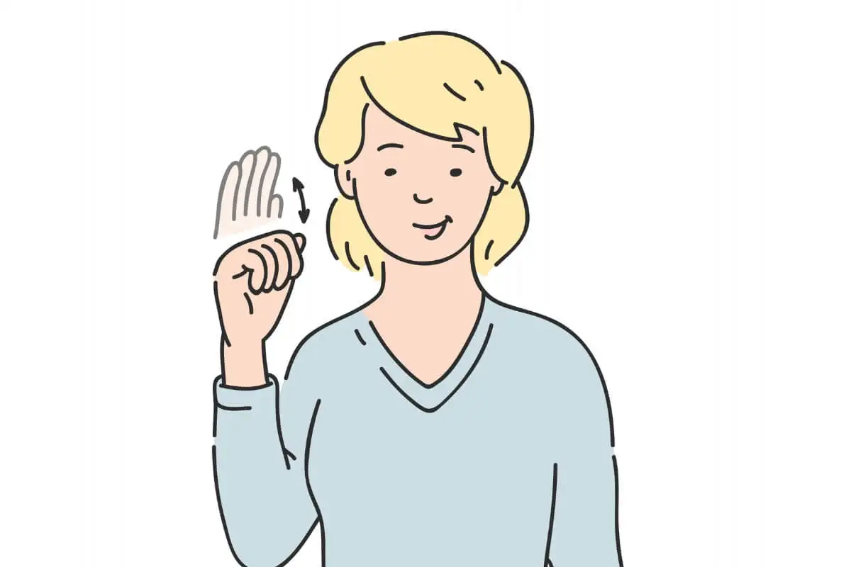 Signo de lenguaje de señas para adiós.