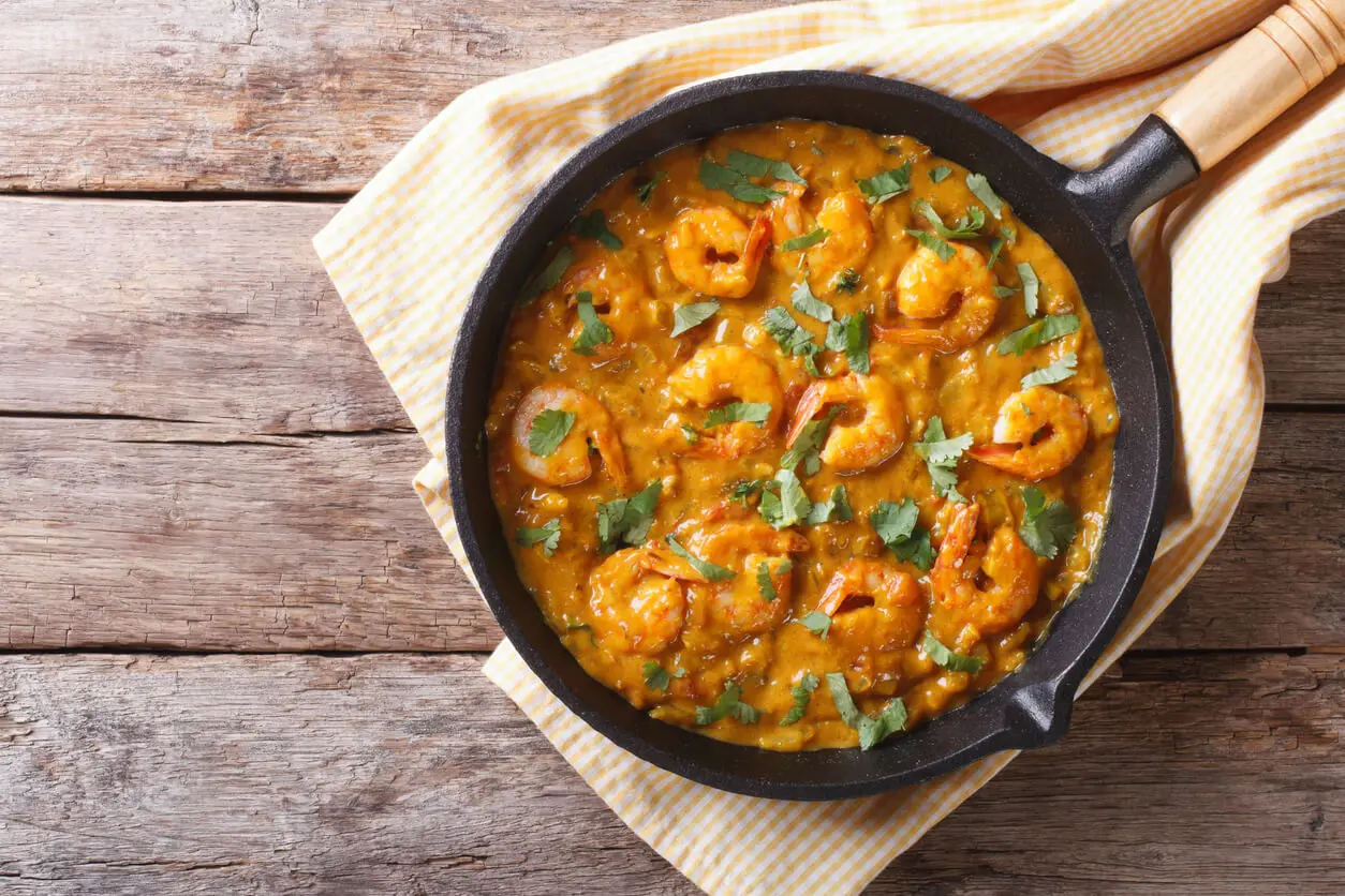 Curri gambas indio.