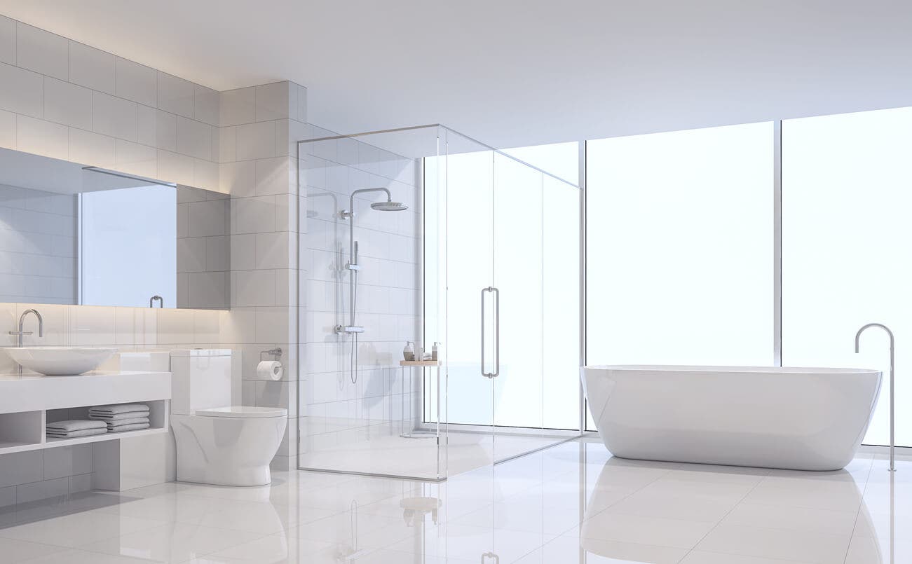 Baños modernos total white.