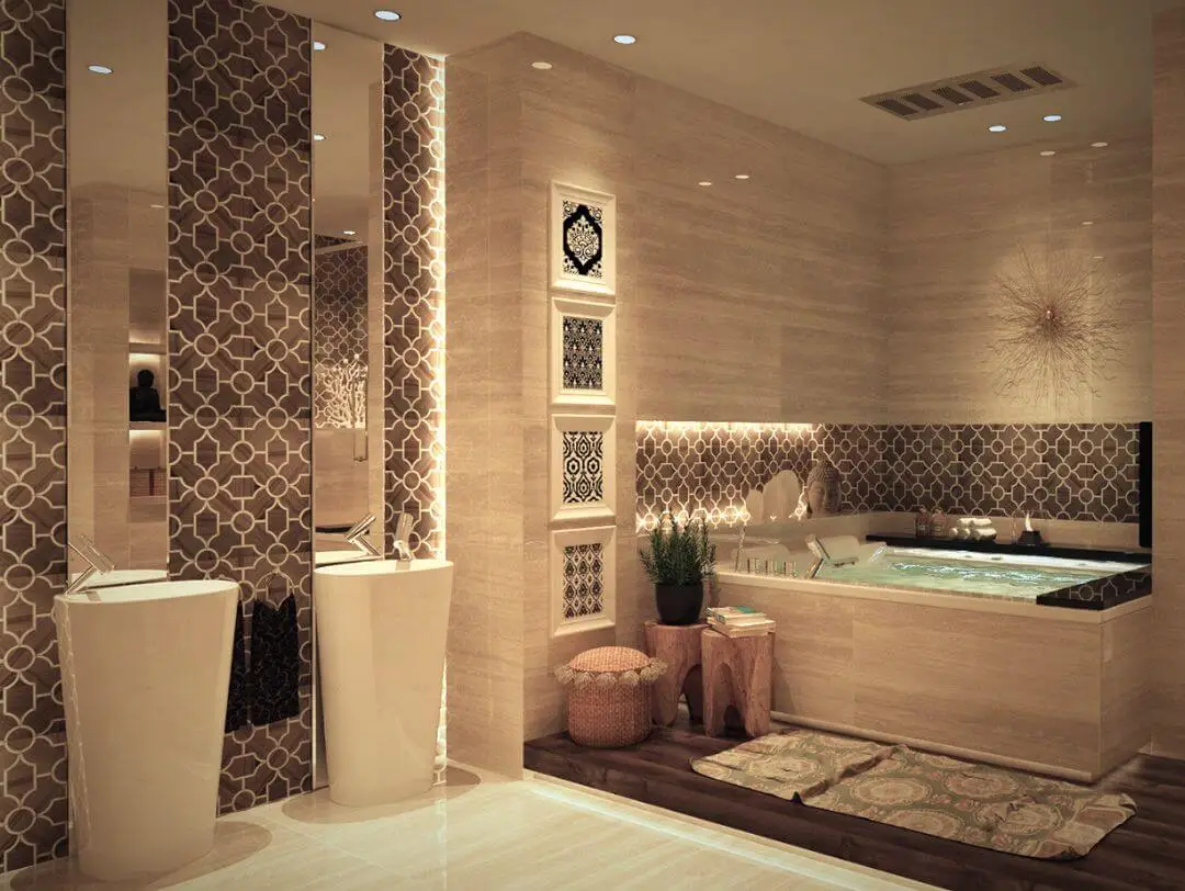 Baños modernos de estilo étnico.