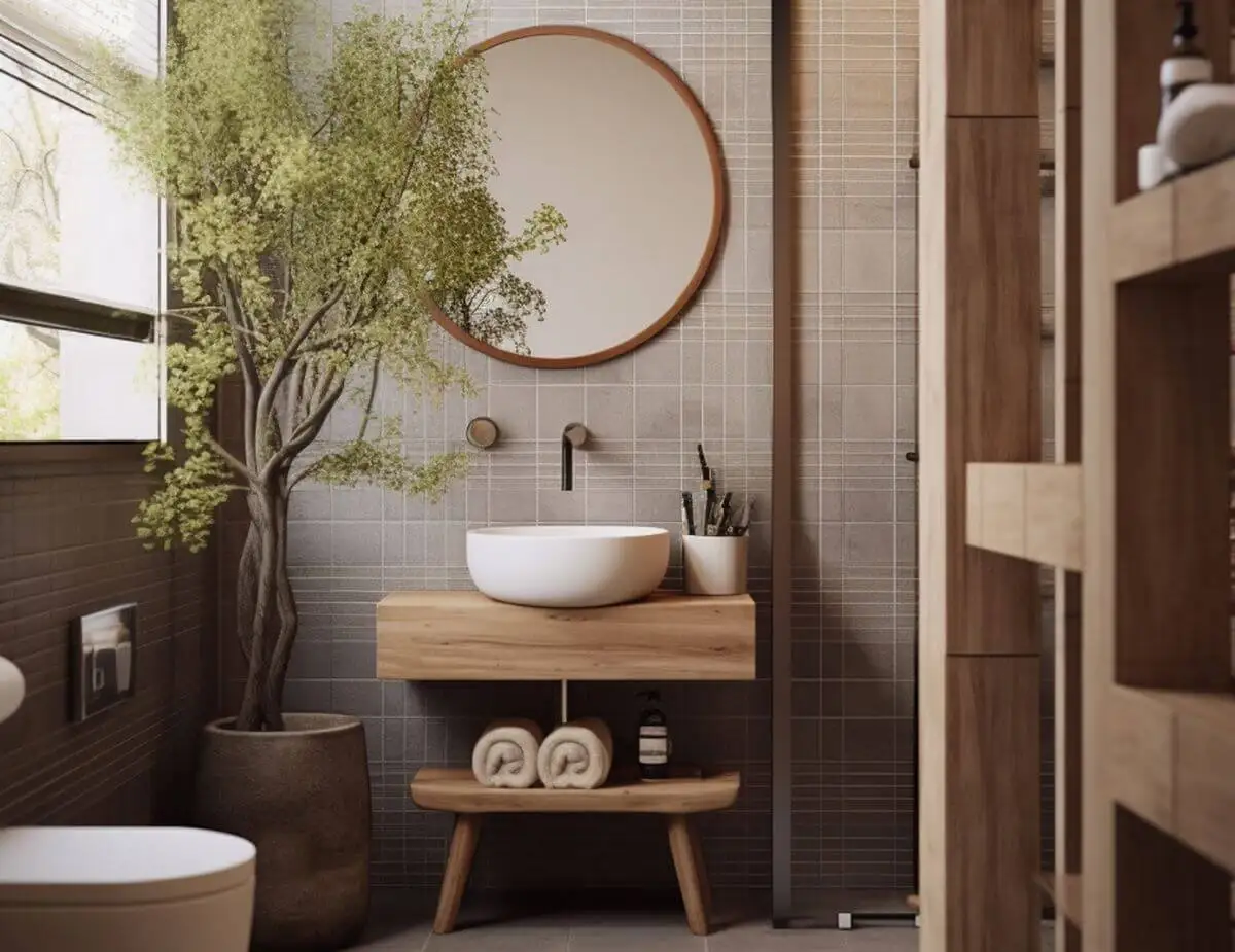 Baño estilo japandi.