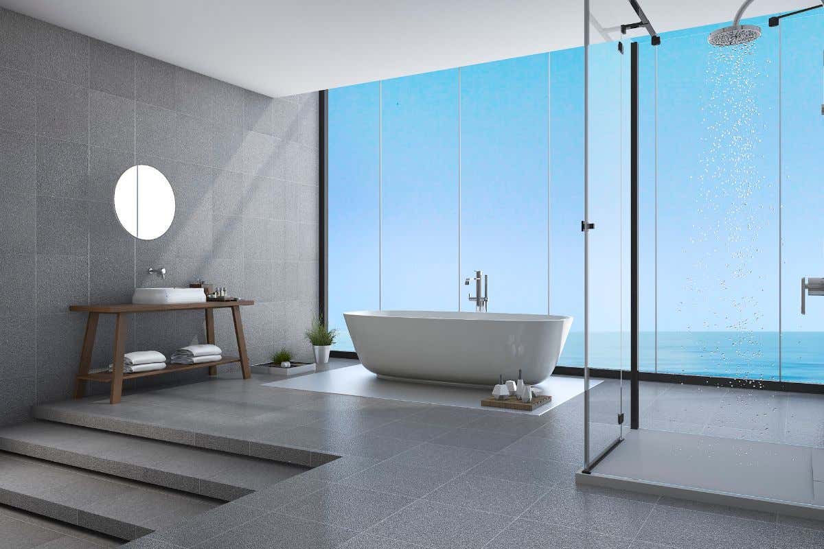 Baños modernos con estilo vidriado.