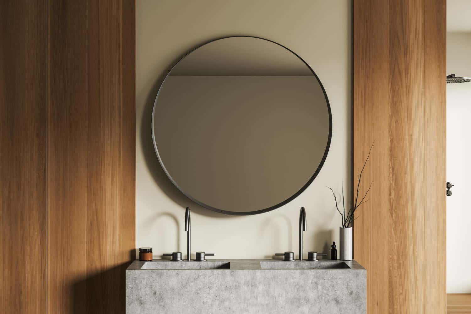 estilos de baños modernos espejos grandes