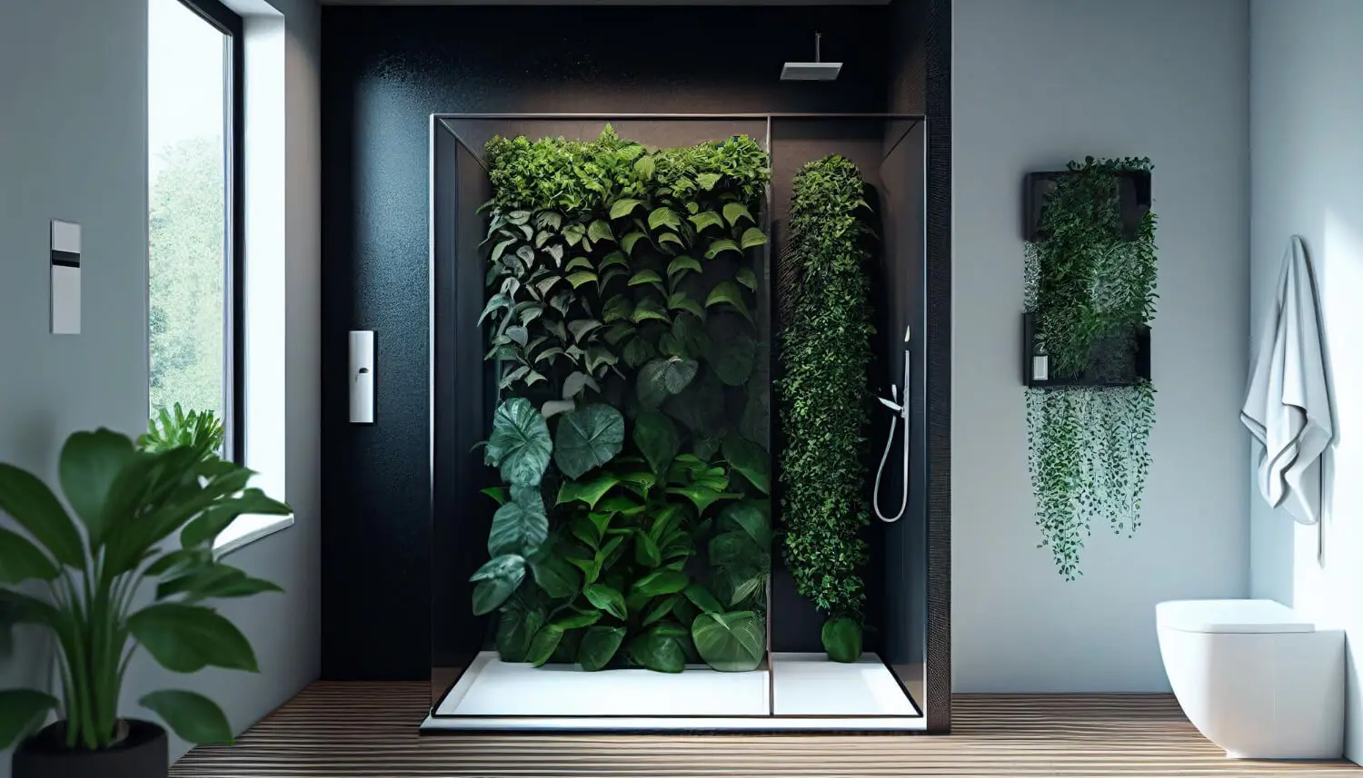 Baños modernos con jardines interiores.