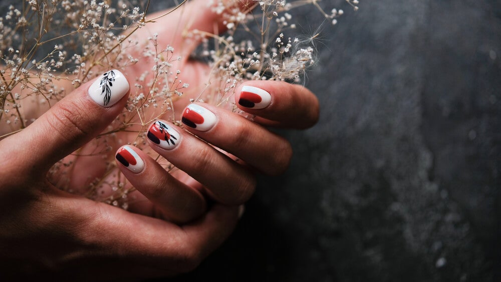 Flowery nails.