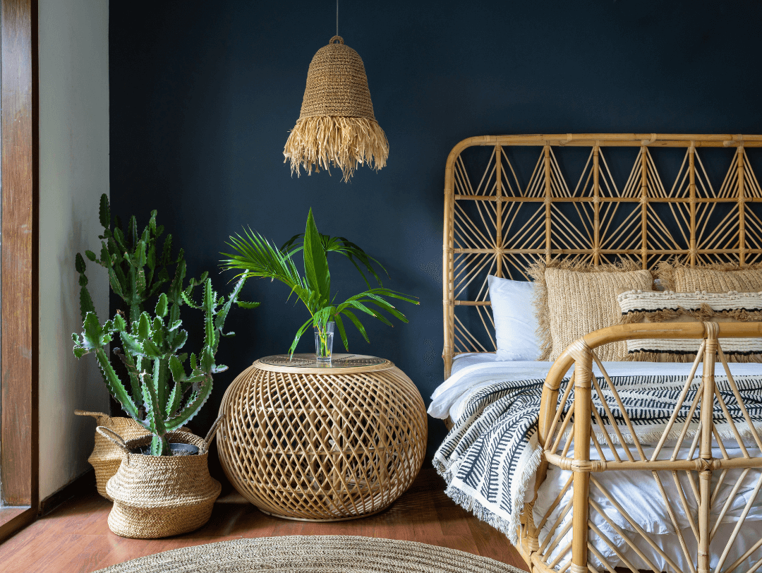 Muebles de mimbre para una decoración country campestre