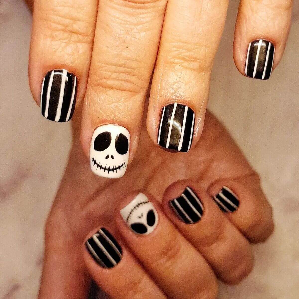 Diseño de uñas de El extraño mundo de Jack.