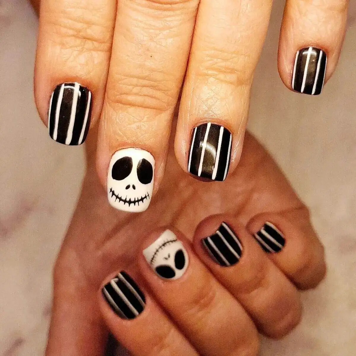 Diseño de uñas de El extraño mundo de Jack.