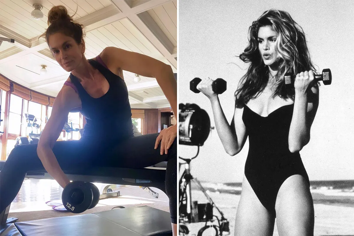 Cindy Crawford træner som model og i virkeligheden