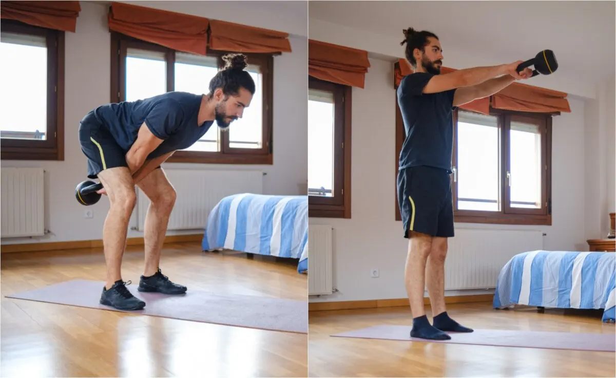 Balanceo de pesas rusas o kettlebell swing