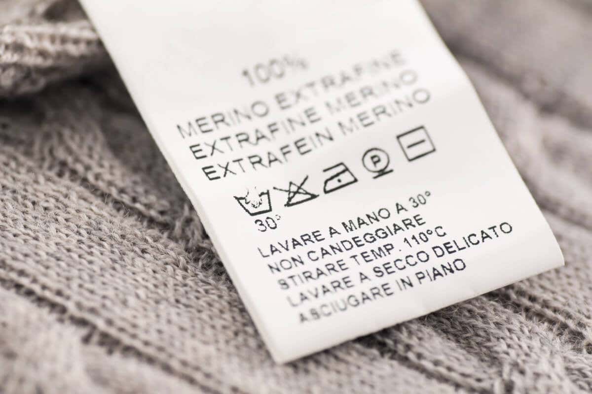 Etiqueta de lana merino.