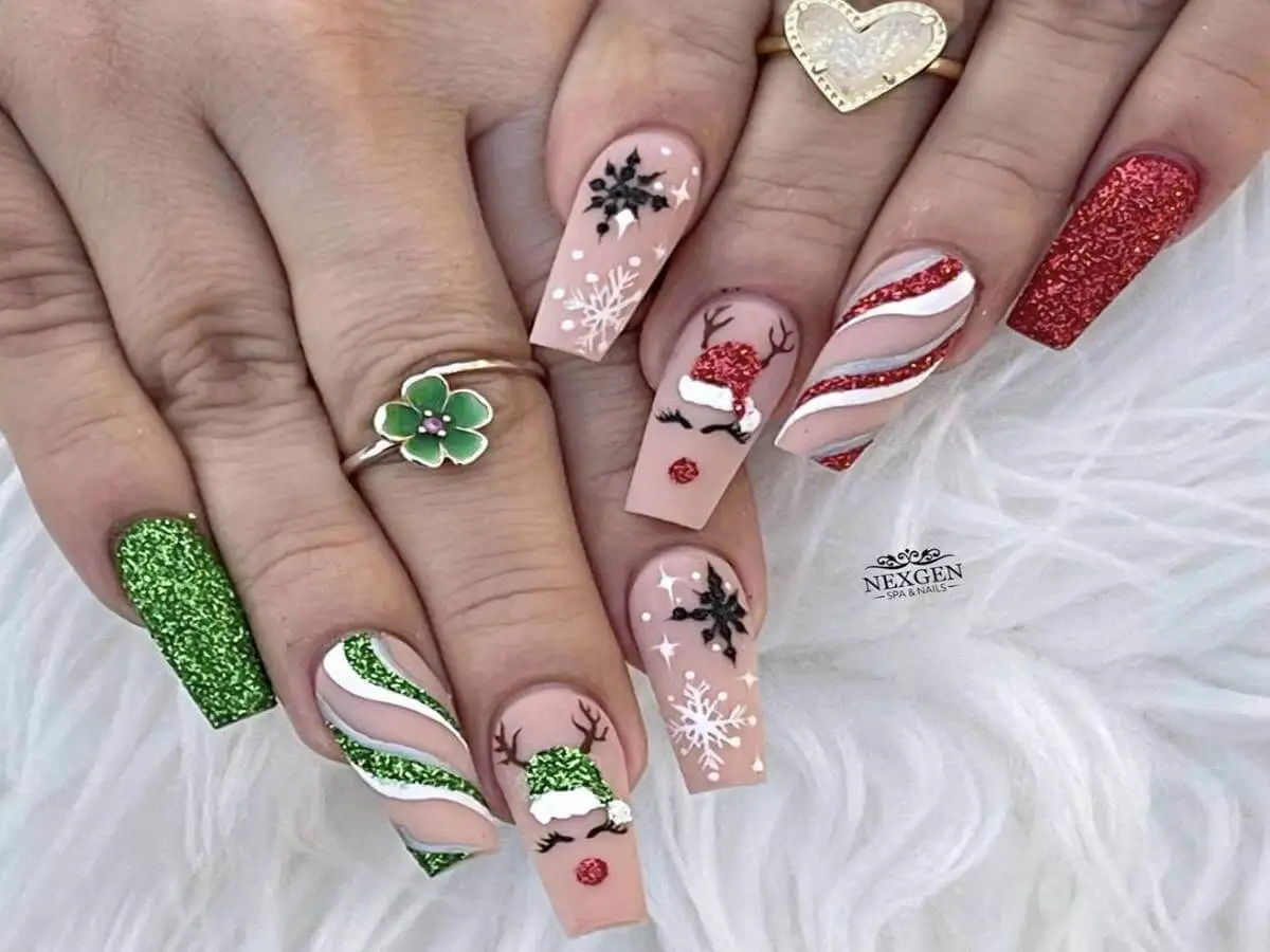 Uñas acrílicas para Navidad