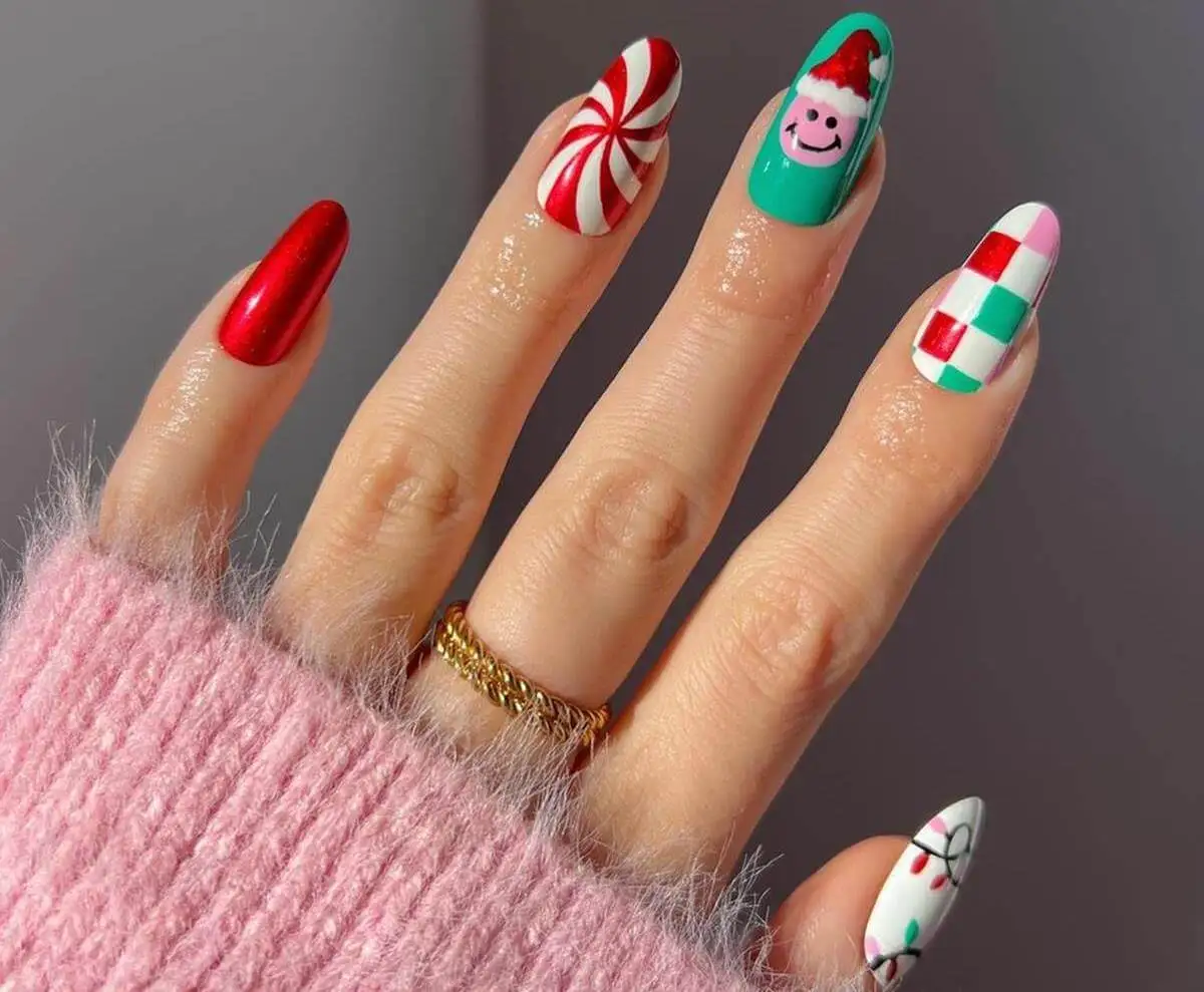 uñas navidad papa noel