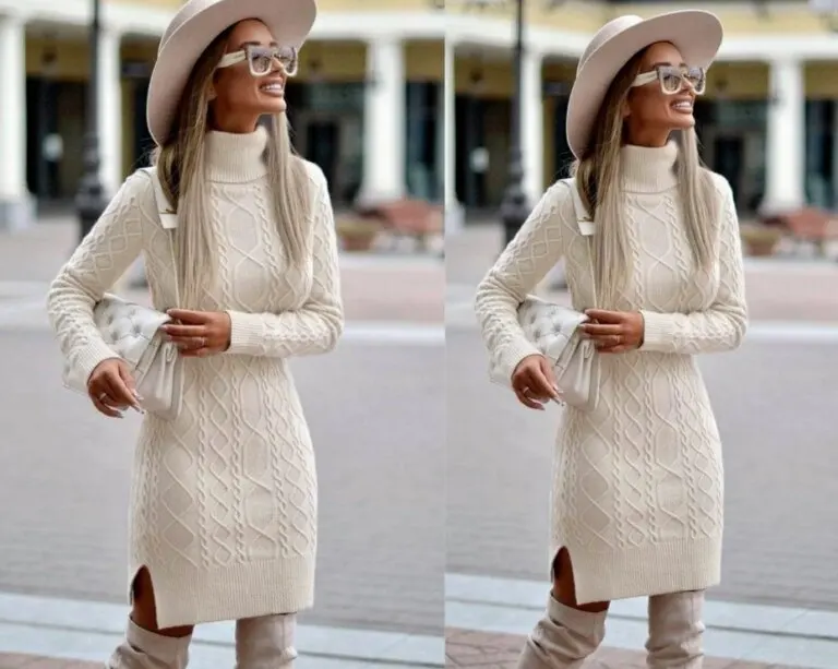 Mujer con vestido de lana.