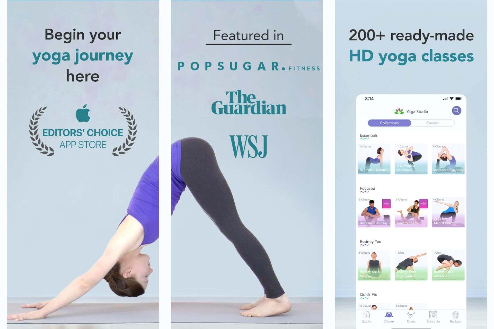 Yoga Studio Poses & Classes. Apps de yoga para principiantes. 