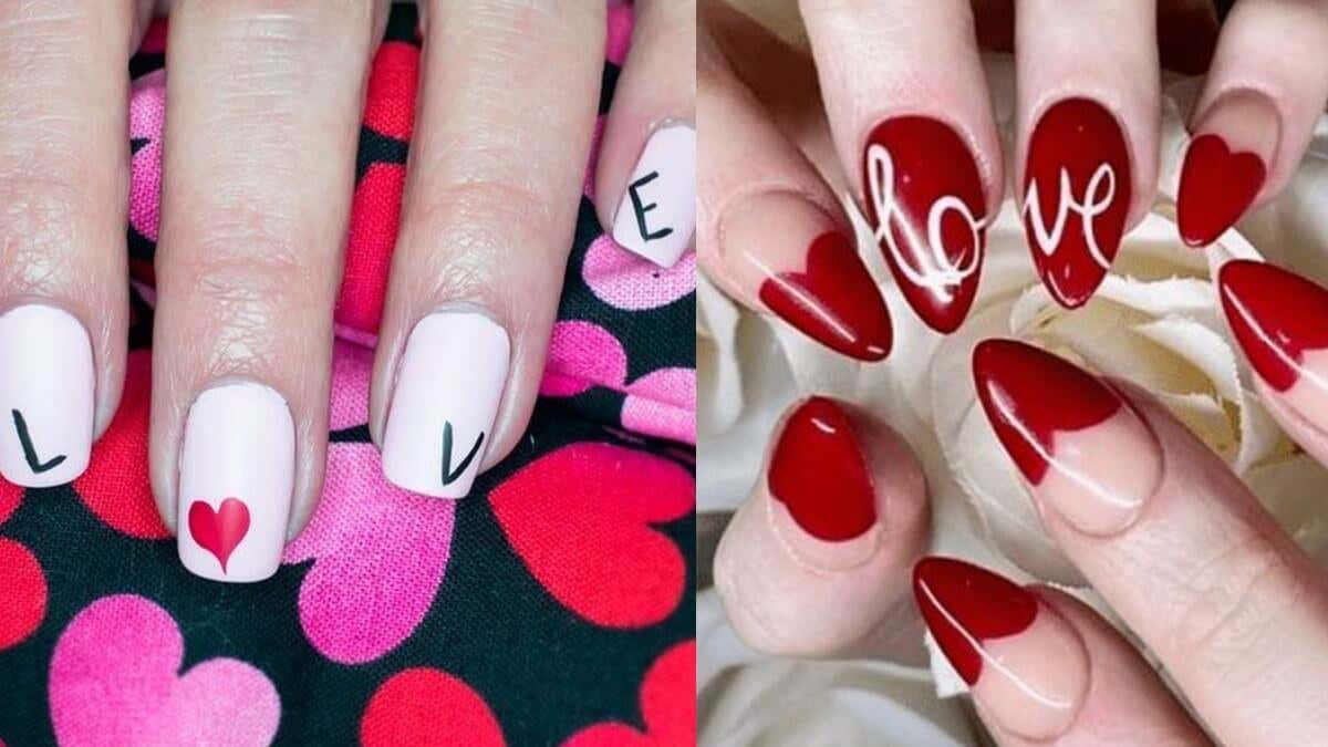 Palabras en uñas para San Valentín. 