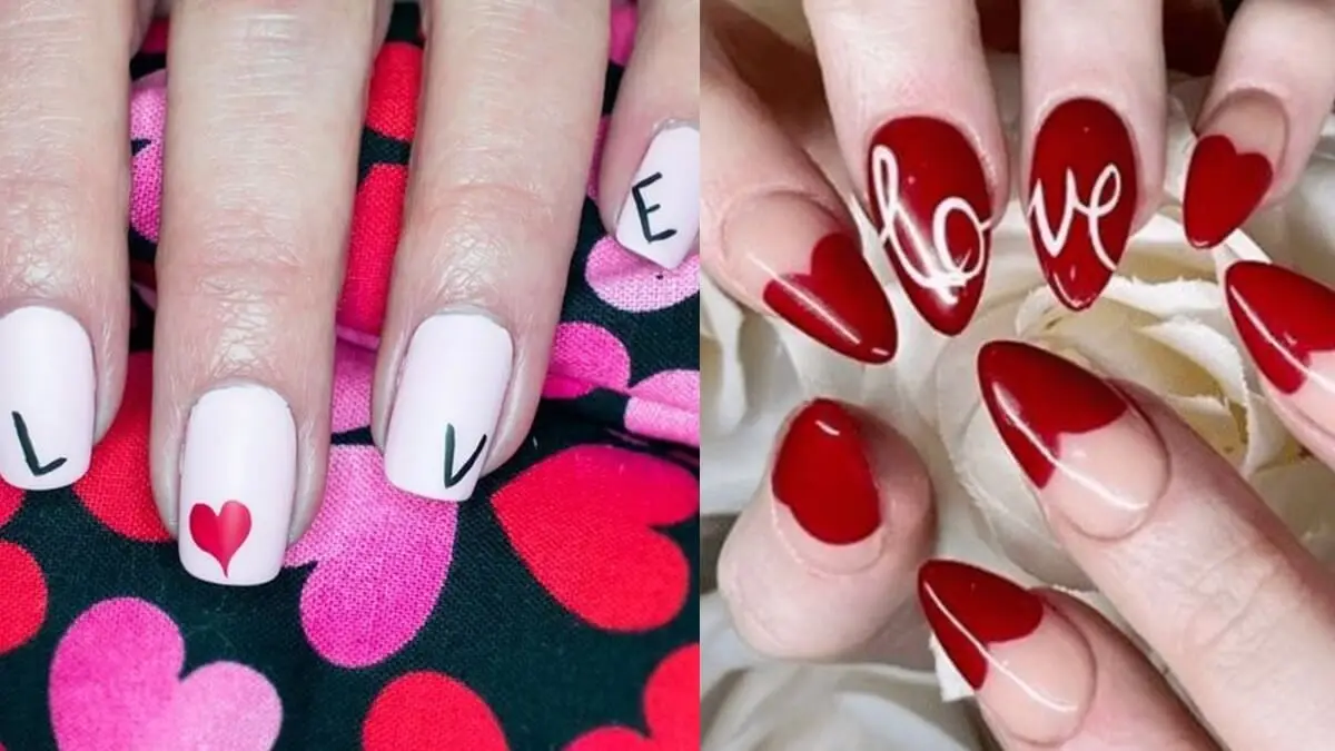 Palabras en uñas para San Valentín.