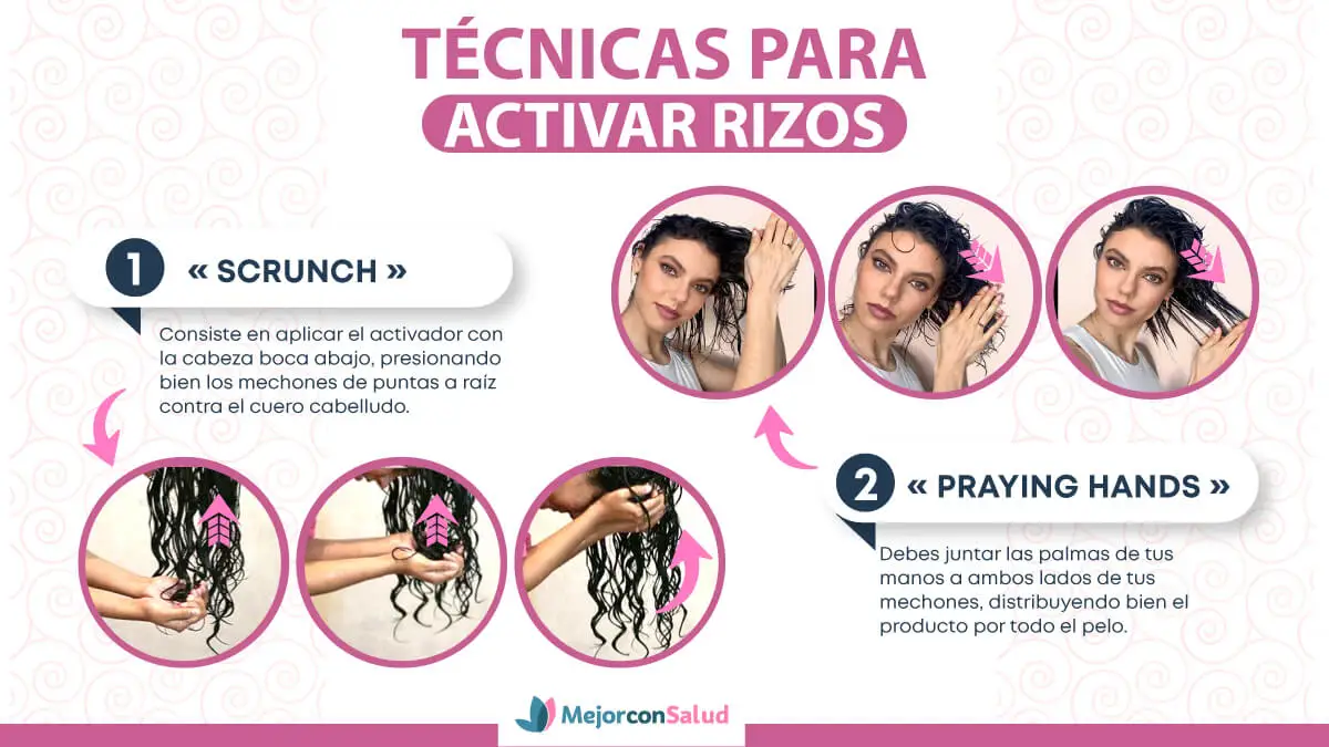 Infografía sobre técnicas para activar tus rizos.