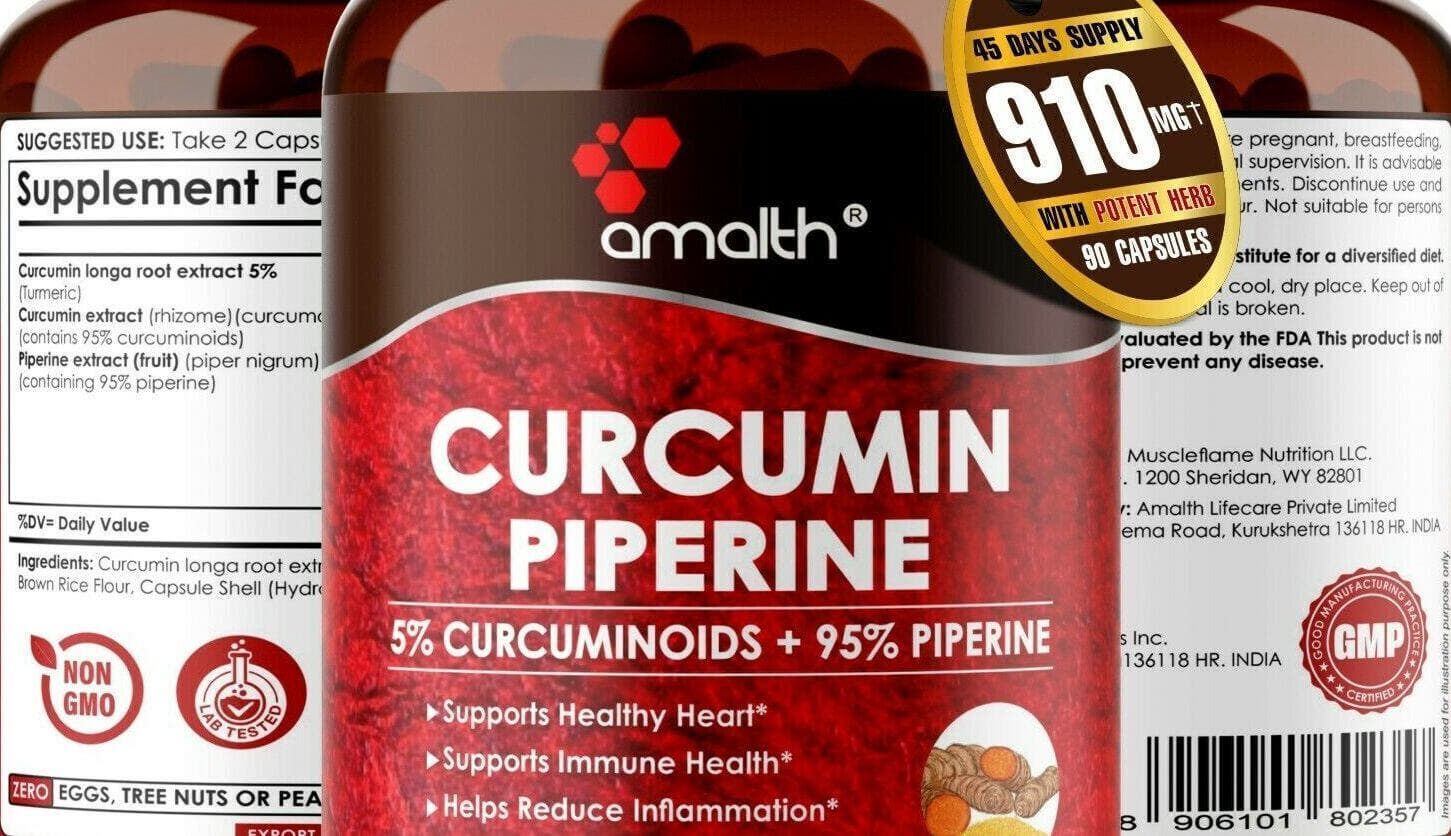 Compléments de pipérine avec curcumine.