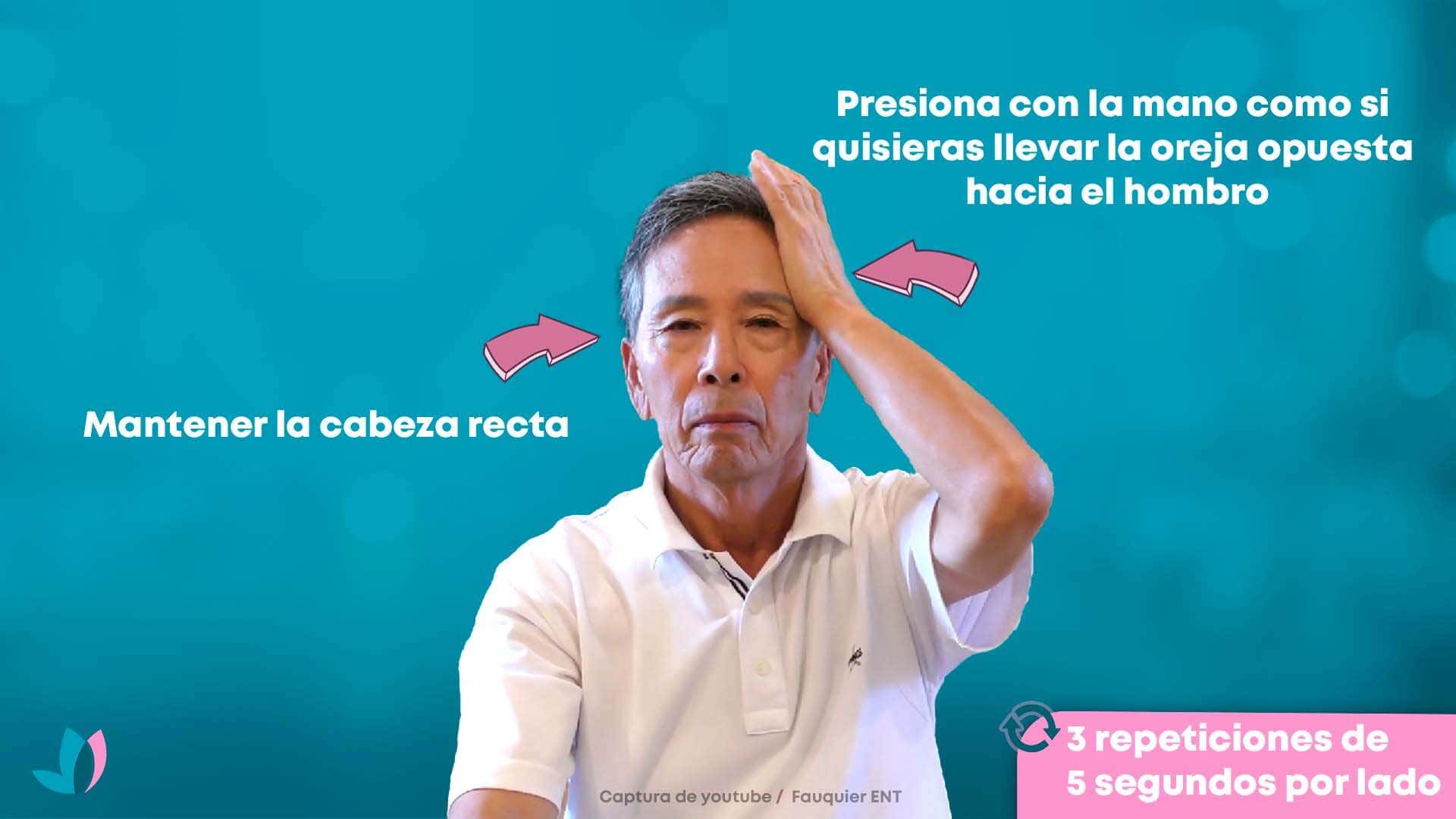 Ejercicio para tratar el vértigo cervical.