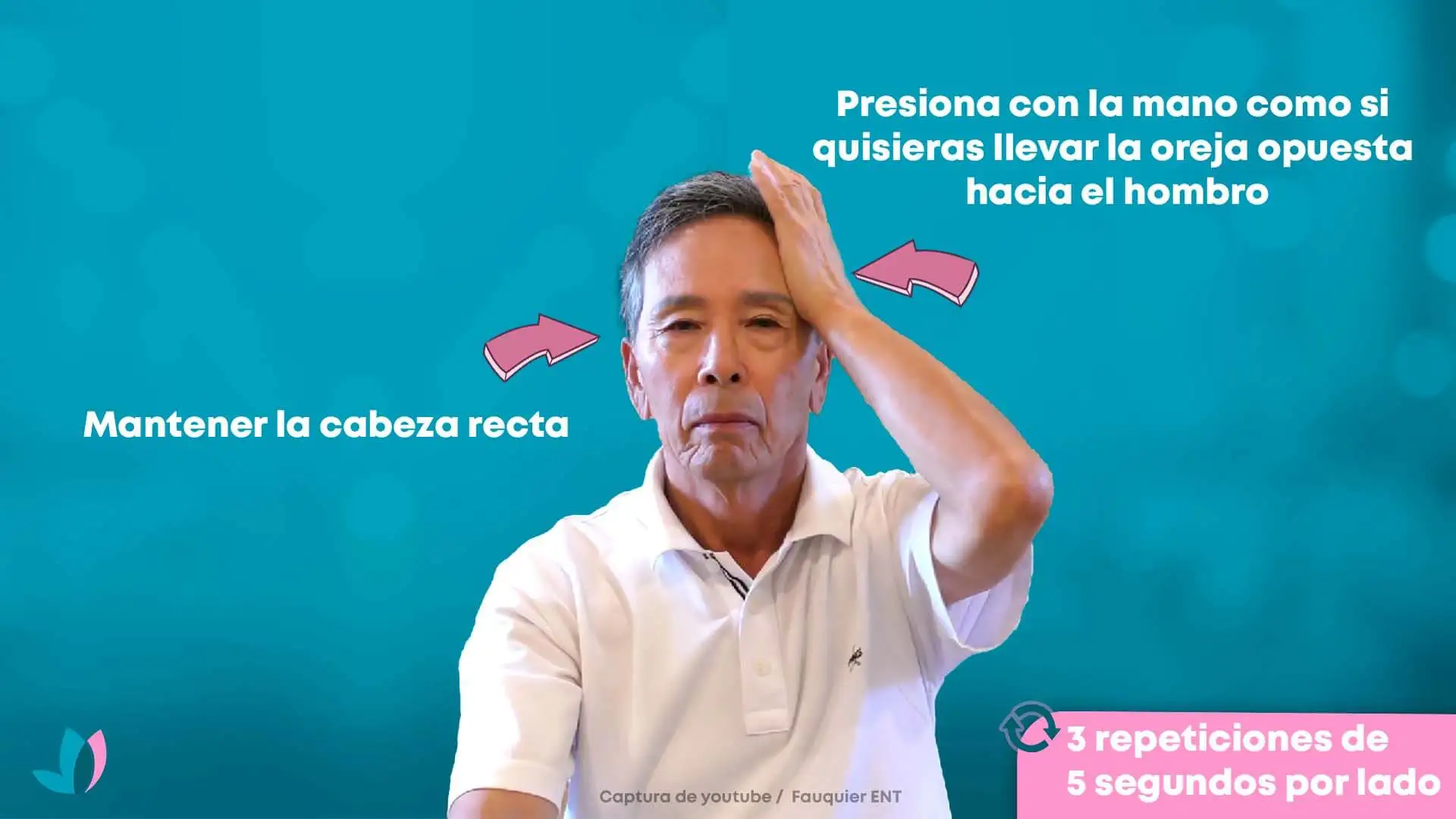 Ejercicio para tratar el vértigo cervical.